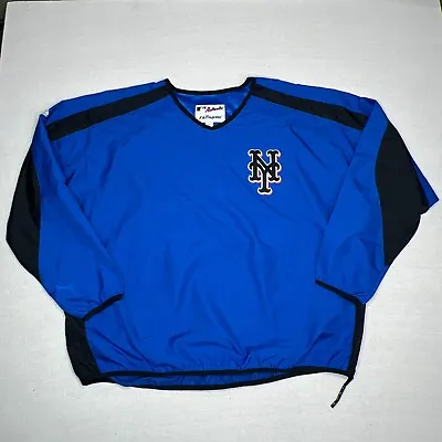 New York Mets Jacket Extra Large Blue Majestic Warm Up Windbreaker Pullover Over • $29.92