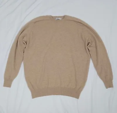 Lochmere 100% Cashmere Gents Mans Jumper Pullover Sweater Beige Crew Neck VGC XL • £39.99