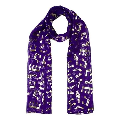 Treble Clef & Music Notes Gold/silver Reversible Purple Scarf • £5.99