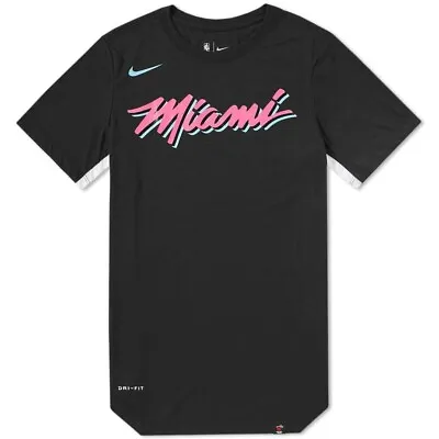 Nike Men's Miami Heat City Edition Longline Tee T-shirt Black Size L Bnwt • £44.95