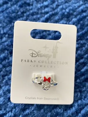 Disney Parks Collection Minnie Mouse Icon Adjustable Ring Swarovski Crystals New • $17.95