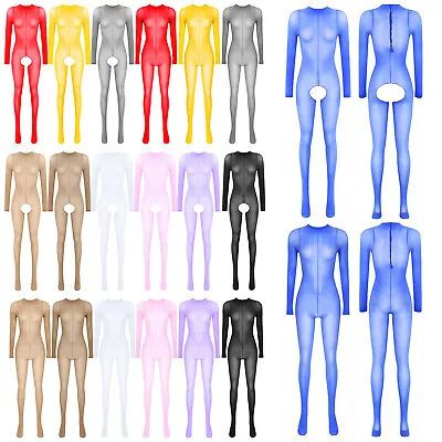 Womens Bodystocking Open Crotch Bodysuit Babydoll Jumpsuit Unitard Catsuit Mesh • £20.39