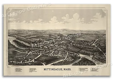 Mittineague Massachusetts 1889 Historic Panoramic Town Map - 20x30 • $18.95