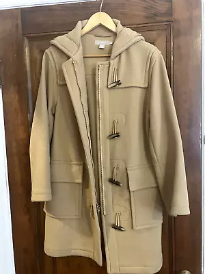 J. Crew Winter Mid Length Hooded Toggle Coat.  Camel Tan Women's XS • $52