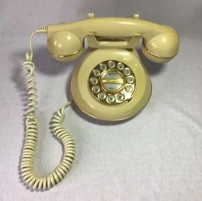 Vintage Microtel Knightsbridge Cream & Gold Push Button Dial Desk Phone • $24.99