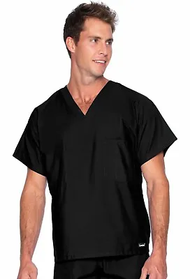 Landau Unisex Reversible Scrub Top Style-7502 ST Med Large Black Pewter Teal • $17