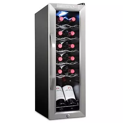 Ivation 12 Bottle Wine Cooler W/Lock Freestanding Wine Fridge Stainless Steel • $129.14