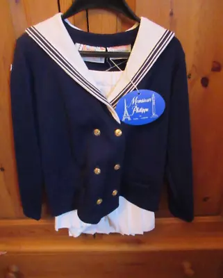 Girls Sailor Suit Nautical Outfit 28  Chest 7 -8 Years Navy Jacket Skirt Wedding • £10.50