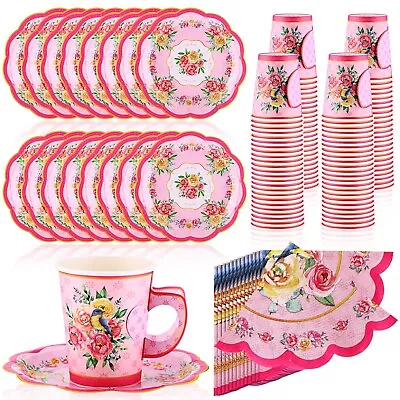 300 Pcs Disposable Tea Party Supplies Bulk Vintage 9 Oz Tea Party Cups With H... • $74.08