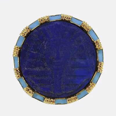 Vintage Egyptian Revival Lapis Lazuli Tutankhamun Ring - 18ct Yellow Gold • £3050