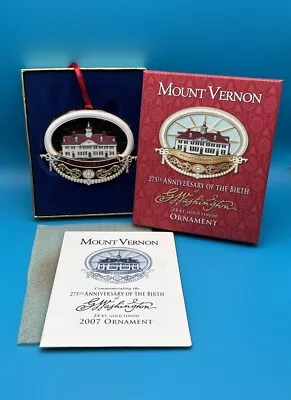 2007 Mount Vernon 275th Anniversary Of The Birth Of Washington Ornament  Nib • $11