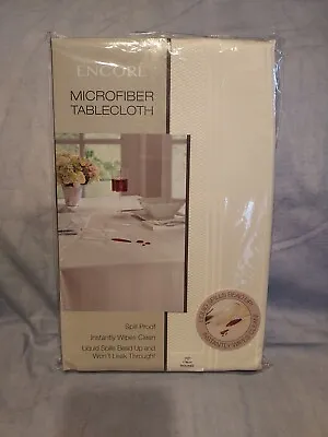 Ivory Encore Microfiber Tablecloth 70  Round New In Package Spills Bead Up • $14.95