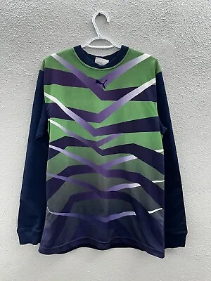 Puma Goalie Jersey Size Medium Blue Green Padded Long Sleeve Vintage Soccer • $49.98