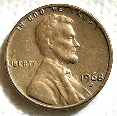 SALE  $175   1968 D Lincoln Penny  In God We Trust  And “L” On Rim - Lge Date • $175