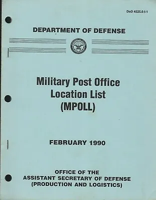 Historical Book For DOD List Of Military Post Office Locations 1990 • $20