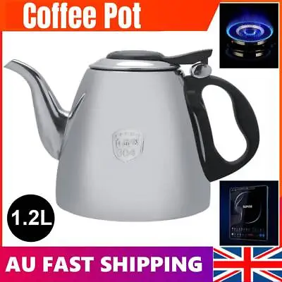 $17.98 • Buy 1.2L Tea Kettle Teapot Picnic Whistling Camping Top Stove Stainless Steel AU