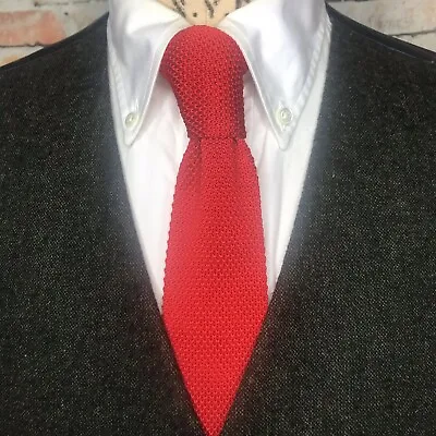 Red Knit Tie Necktie Mens Wedding Prep • $2.99