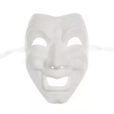 Comedy White Masquerade Mask DIY Happy Theater Mask W7355 • $10.68