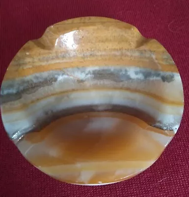 MCM Vintage Marble Onyx Ashtray Multicolored 3  Diameter 4 Rest Holders • $19.95