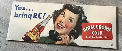 Vintage Royal Crown Cola Cardboard Advertising Best By Taste Test. 28” X 11” • $89.99