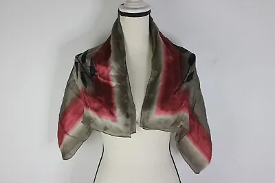 Ellen Tracy Grey Red Floral 33x33 Rectangle Silk Scarf • $14.99