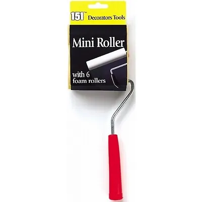 Decorative Mini Paint Roller System Gloss Eggshell Foam Tool With 6 Refills New • £7.95