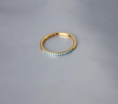 Dainty 18k Gold Minimalist Turquoise Band Ring Eternity Ring Gift For Women • $57.80