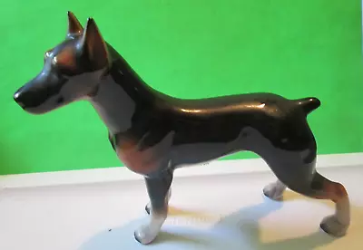 VTG 03103 Lefton JAPAN Doberman Pinscher Figurine 5.5  Tall W/Sticker GLASS DOG • $16