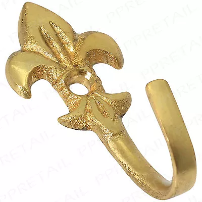 £10.49 • Buy FLEUR-DE-LYS BRASS HOOKS 30x Small Curtain Tie Backs Tassel Rope Hook Décor Bulk