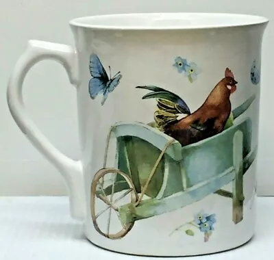 Marjolein Bastin Coffee Mug Blue Birds Butterflies Rooster Flowers Blue • $15