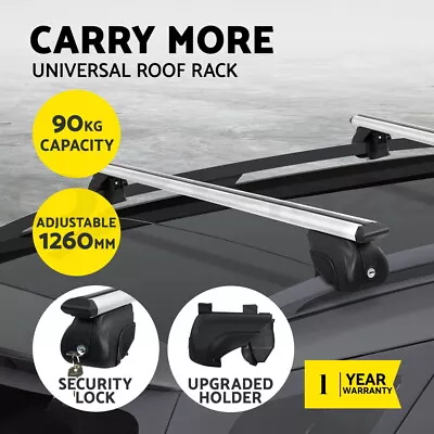 Universal Car Roof Racks Pod Aluminium Cross Bars 126cm Silver Upgraded Holder • $79.95