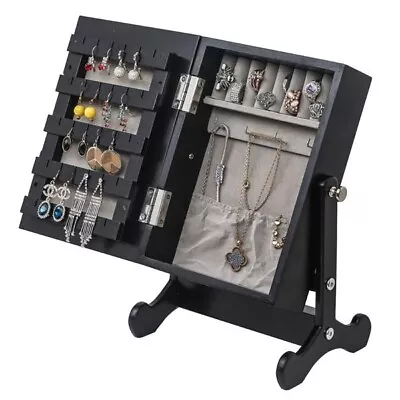 Small Mirror Jewelry Cabinet Organizer Armoire Storage Box Countertop And Stand • $23.69