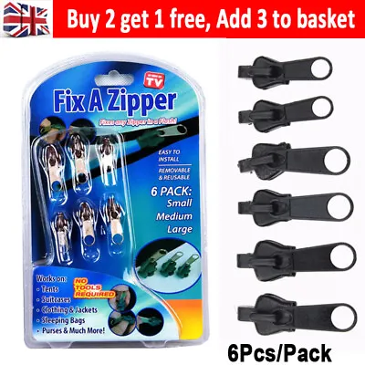 £3.85 • Buy 6PCS Fix A Zipper Zip Slider Puller Rescue Instant Repair Replacement Durable FH