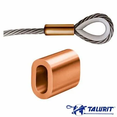 £2.43 • Buy TALURIT Stainless Steel Wire Rope COPPER Ferrule Crimp 1mm - 20mm | UK STOCK