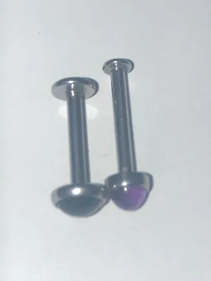 Two Labret Piercing Studs Black Onyx And Purple Stone 925 Silver Lip Piercing CA • $28