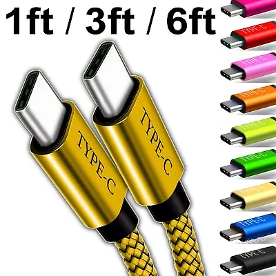 Nylon Braided (USB C To USB C) Type C Data Cable FAST Charger Charging LOT • $5.14