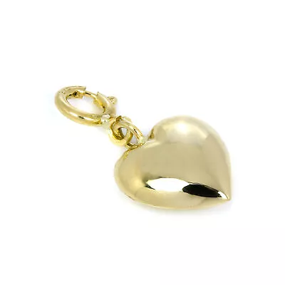 9ct Gold Puffed Heart Clip On Charm Hearts Love Charms • £37