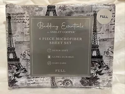 Ashley Cooper Bedding Essentials Paris Eiffel Tower Full  Sheet Set New • $16.99