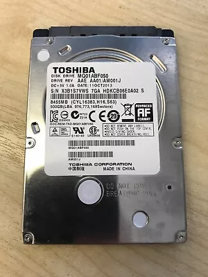 Toshiba 500GB 5400rpm 2.5  7mm Laptop SATA Hard Disk Drive HDD MQ01ABF050 • £7.75