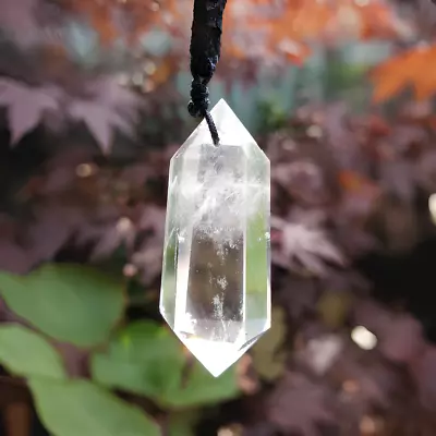 Quartz Crystal Necklace Pendant Double Terminated Crystal Gemstone Adjustable • £6.85