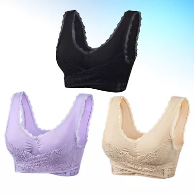  3 Pcs Bra For Woman No Steel Ring Lace Top Lingerie Fitness Anti-sagging • £17.48