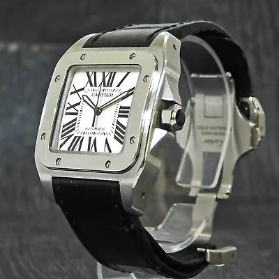 £3106.63 • Buy Cartier Santos 100 S. Steel W20073X8 LM Automatic Wrist Watch #W153 Rise-on