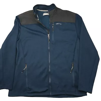 Orvis Jacket Mens Large Blue Bonded Mesh Fleece Full Zip Up Phantom Coat 1522009 • $30