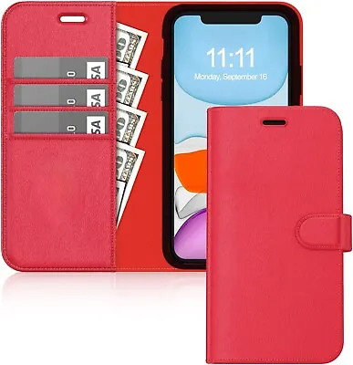 For IPhone 15 14 13 12 11 Pro Max Mini XS XR Leather Flip Wallet Case Card Cover • $9.89