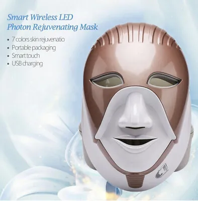 Mask Electric Facial Mask 7 Color Photon Therapy With Neck Skin Rejuvenation • $74