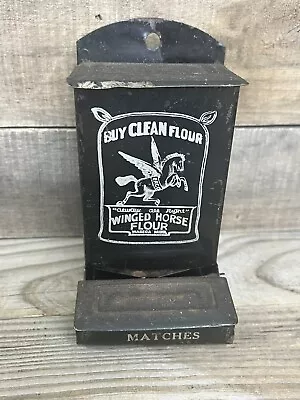 Winged Horse Pegasus Flour Advertising Match Safe Waseca MN Great Graphic AS-IS • $97.75
