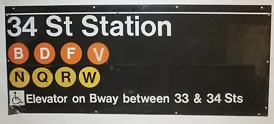 New York City Herald Square 34th Street Subway Sign (58 1/4”x22 1/4”) Very Rare • $800