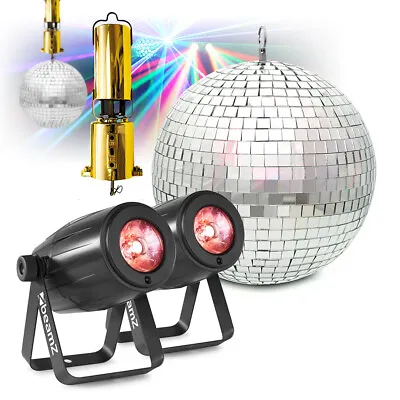 Battery Powered Glitter Mirror Ball 8  Spot Lights Wedding Disco PS12W G007NWG • £190