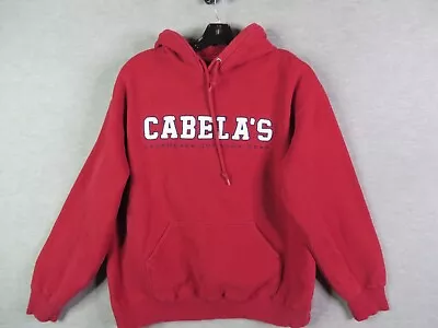 Cabelas Mens Sweatshirt Medium M Red Hoodie Pullover Long Sleeve Fleece Hunting • $19.99