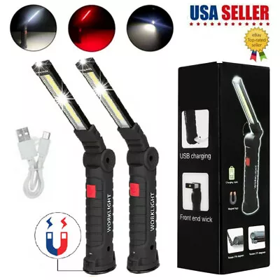 1-4 Pack Rechargeable LED COB Work Light Mechanic Flashlight Lamp Magnetic Base • $25.49